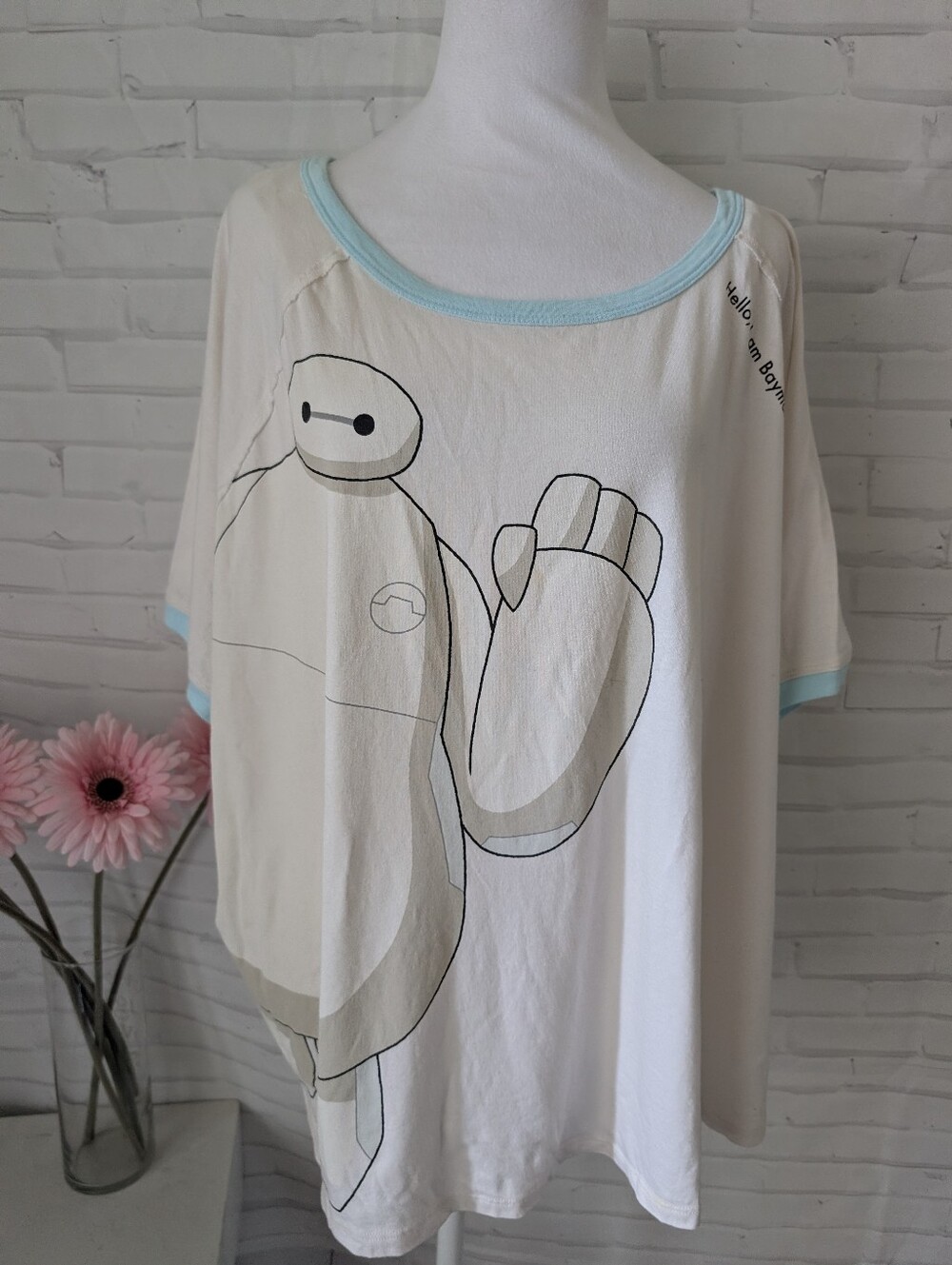 Baymax Graphic Lounge Tee - Cream with Light Blue Trim